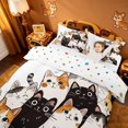 thumbnail image 3 of meiyoeat Group Cat Bedding,Kawaii Print Duvet Cover Full For Girl,Reversible,3-Piece,1 Duvet Cover and 2 Pillowcases, 3 of 6