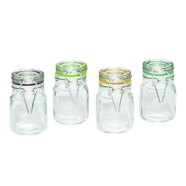 Farberware 4 Piece Square Glass Jars With Hanging Lid Clear 3 Ounces Walmart Com Walmart Com
