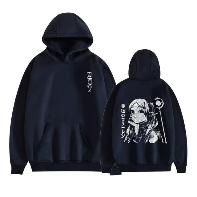 Chandail à Capuchon Frieren at the Funeral FrierenSweatshirt Impression Anime Cosplay Hoody Unisexe, Bleu Marine3, tTP