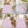 thumbnail image 4 of Hallway Runner Rug 2'x6', Blue Pink Plaid Kitchen Runner Rugs Non-Slip Carpet Mats, Watercolor Checkered Buffalo Farmhouse Bedside Rugs Runners Washable Floor Carpet for Bathroom Laundry Room, 4 of 8
