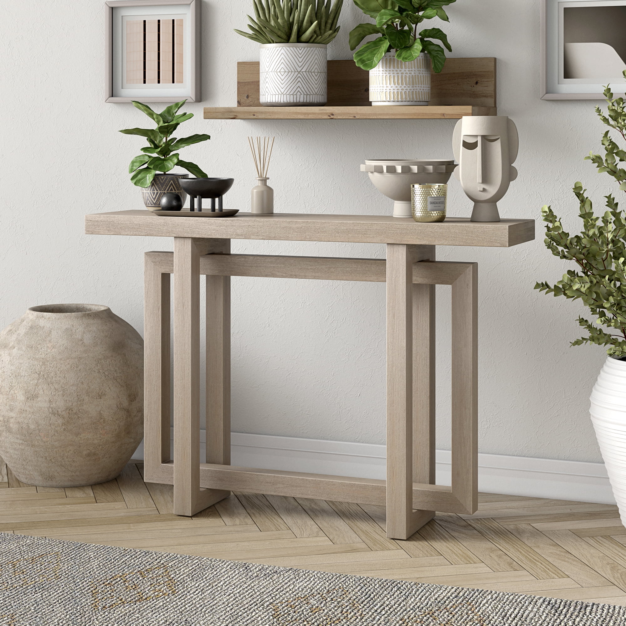 Evelyn&Zoe Modern/Contemporary 44" Wide Alder White Console Table