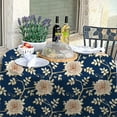 thumbnail image 4 of Coolnut Round Tablecloth Flora Roses On Dark Blue Modern Table Cover for Home Decoration Washable Table Cloth for Dinner Picnic 60in, 4 of 5