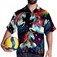 thumbnail image 4 of Robot Unicorn Attack Men's Short Sleeve Shirts, Casual, Printed, Button Down, Beach Shirt - Spread Collar Tops for Summer Beach Fun, 4 of 6