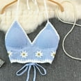 thumbnail image 6 of Hollowed Out Crocheted Beach Bikini Bras Vests for Women Bohemian Knitted Flower Halterneck Backless Crop Top Camisole, 6 of 9