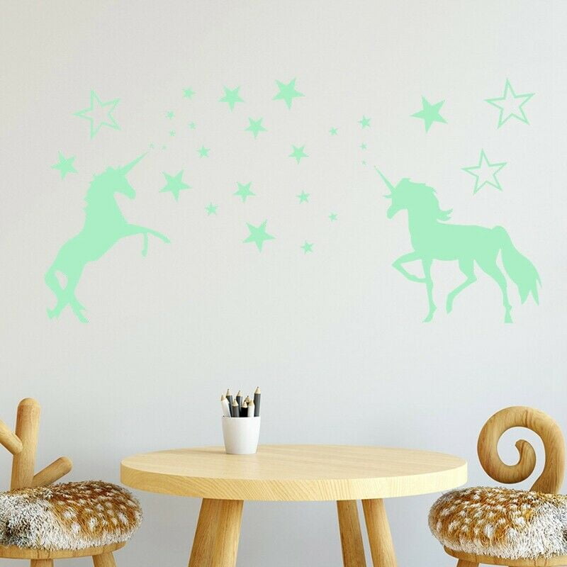 Magical Unicorn Star Wall Sticker Kids Bedroom Glow In The Dark Decals Dec y6tr