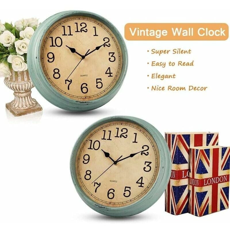Vintage Quartz Wall Clock 30 Cm Silent Without Ticking For Large Numbers And Hd Glass, Vintage Copper