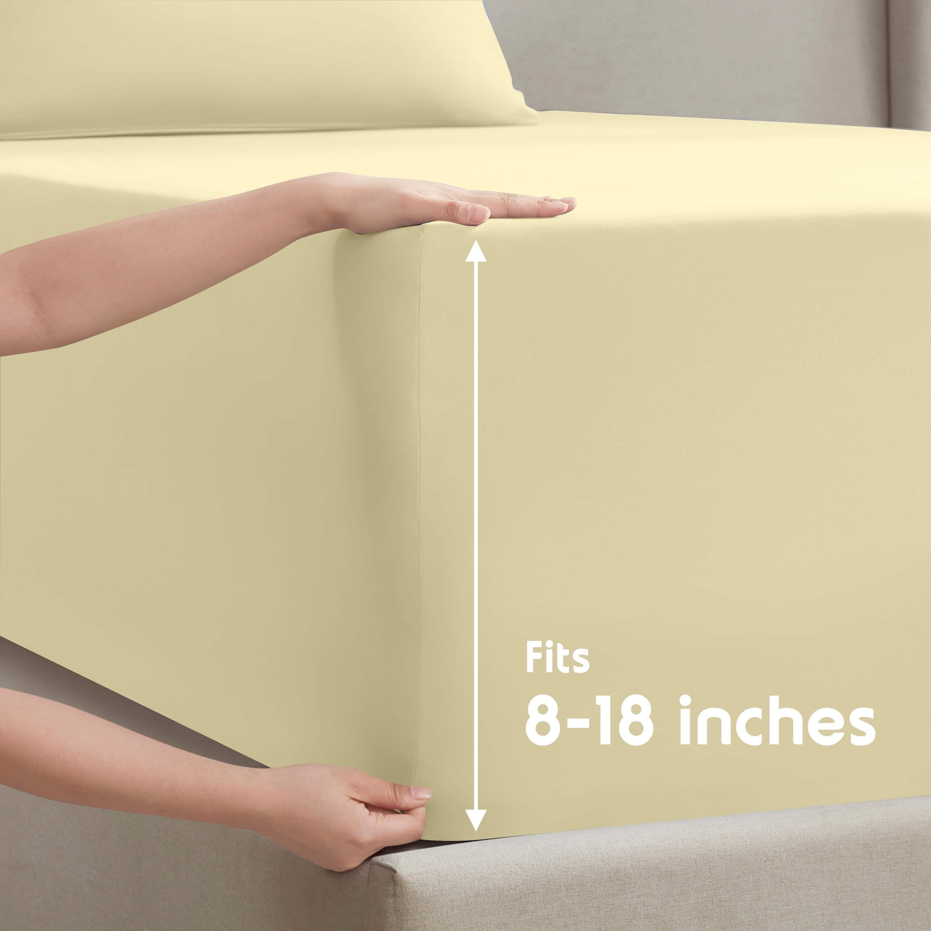 Lammaloe Full Size Sheets Set, Hotel Style Deep Pocket 4 Piece Bed Sheets, Luxury Soft Microfiber Sheet Sets, Ivory