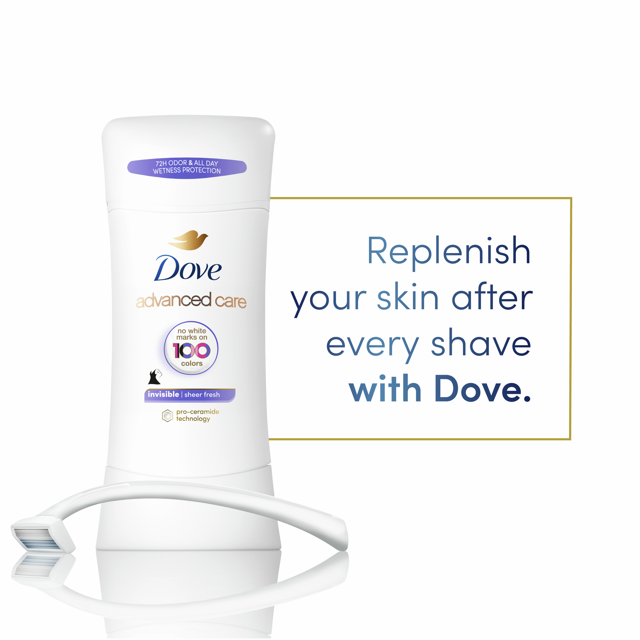 Dove Advanced Care Long Lasting Women's Antiperspirant Deodorant Stick Invisible Sheer Fresh, 2.6 oz - image 4 of 12