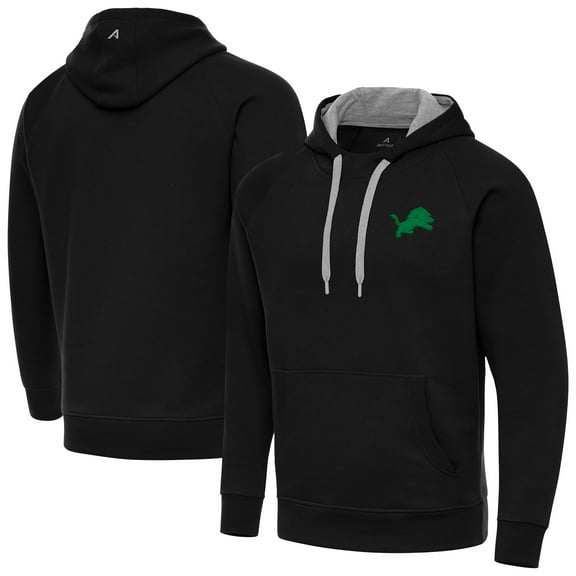 Men's-Antigua Black Detroit Lions St. Patrick's Day Victory Pullover Hoodie