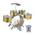 thumbnail image 1 of Juego de batería de jazz para niños, juguetes de percusión, compacto y liviano, juego de batería educativo para niños pequeños, regalo de cumpleaños, oro, 1 of 8