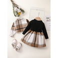 thumbnail image 2 of Newborn Baby Girl Clothes Lapel Plaid Long Sleeved Front Pocket Coat + Dress set 2PCs Infant Fall Winter Outfits, 2 of 5