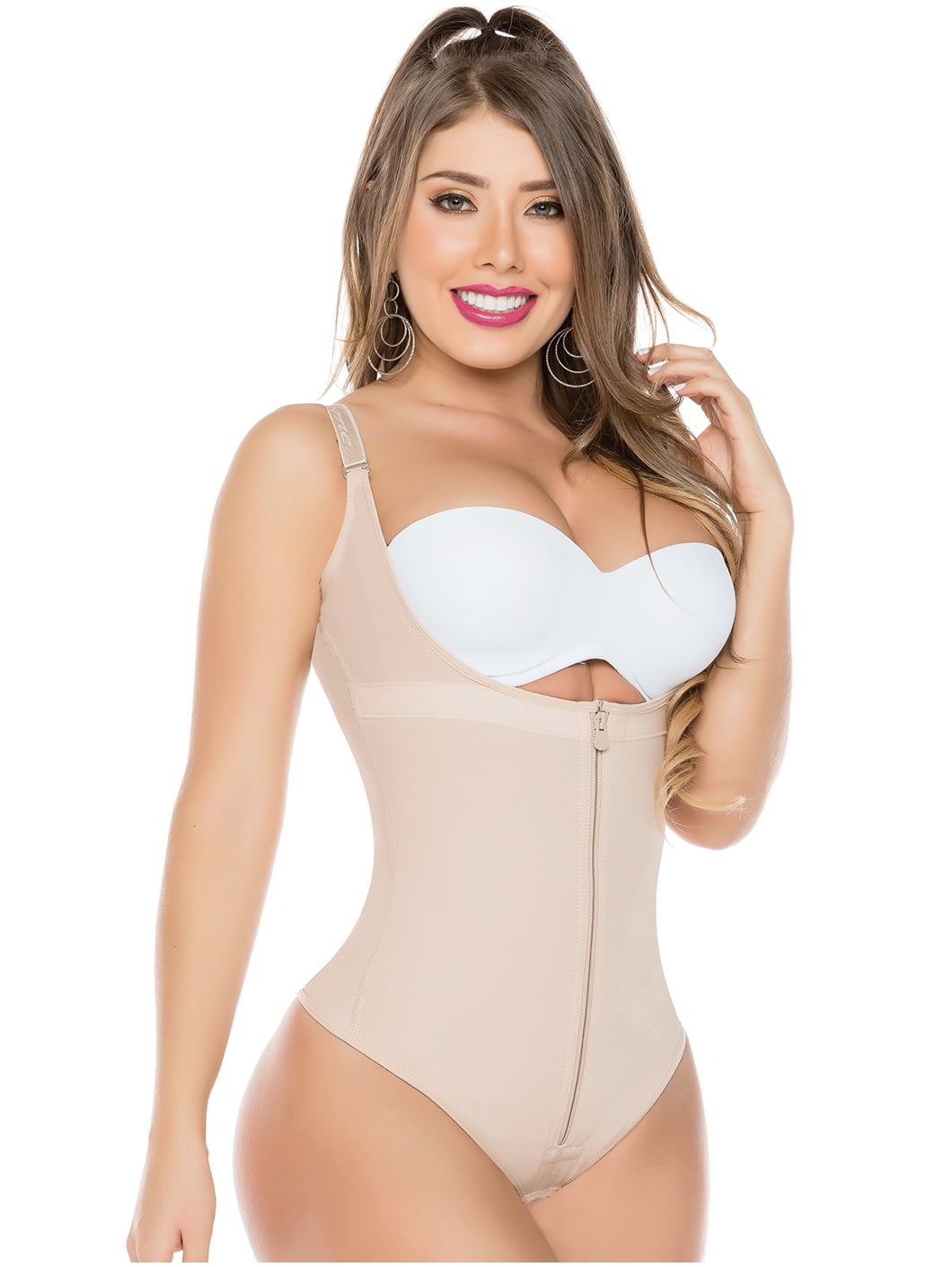 Fajas Colombianas Mujer para Bajar de Peso Body Suit for women with  Silicone Band Gusset Opening with Hooks Strapless Sculpt torso Seamless 