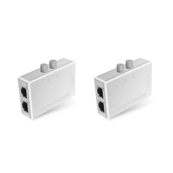 2X Mini 2 Port RJ45 RJ-45 Network Network Box Switcher Dual 2 Way Port Manual Sharing Switch Adapter HUB,2 * 2 Port Network Switch,white