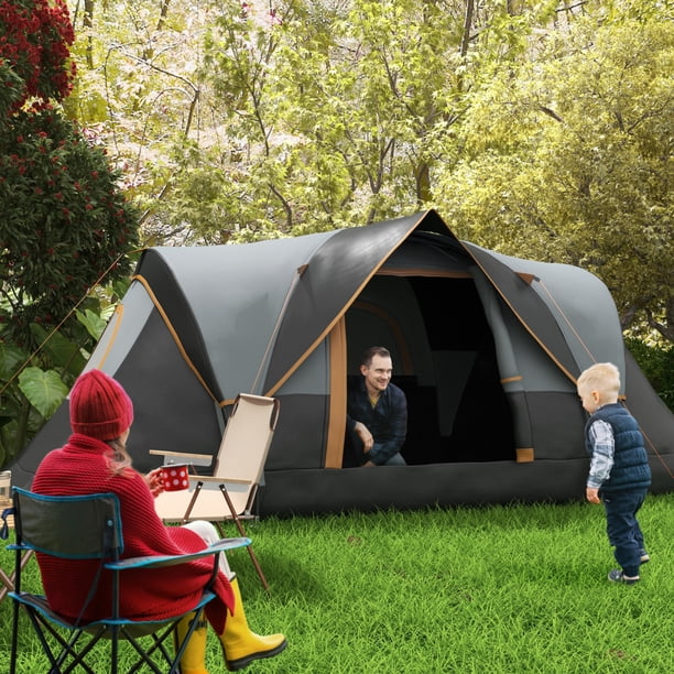 Tente Tunnel Outsunny 5 Personnes – Imperméable 3000 Mm, Spacieuse, Piquets Et Cordes Inclus, Sac De Transport
