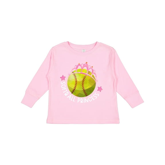 Inktastic Softball Princess- Tiara Girls Long Sleeve Toddler T-Shirt