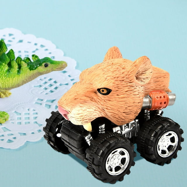 H Sabertooth Tiger Pull Back Car Mini Toy Vehicle Friction Powered Inertia Motion Model Figure Play Set Realistic Design Small Size 2.75X1.97X2.36 Inch