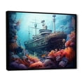 thumbnail image 2 of Designart "Submerged Titanic Recollections I" Coastal Coral Under Water Floater Framed Wall Art Living Room, 2 of 5