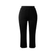 thumbnail image 3 of Uqiangy Capri Pants for Women Dressy Pull On Stretch High Waisted Crop Work Leggings with Pockets igh Waisted Pull On Dress Pants Slim Straight Leg Stretchy Waist Capris Trousers Pants Black L, 3 of 6