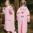 thumbnail image 2 of LIIPEE Boys Rainwear Color Block Long Sleeve Hooded Button Down Raincoat With Pockets Kids Versatile Outdoor Rain Jackets,Pink,10-12 Years, 2 of 3