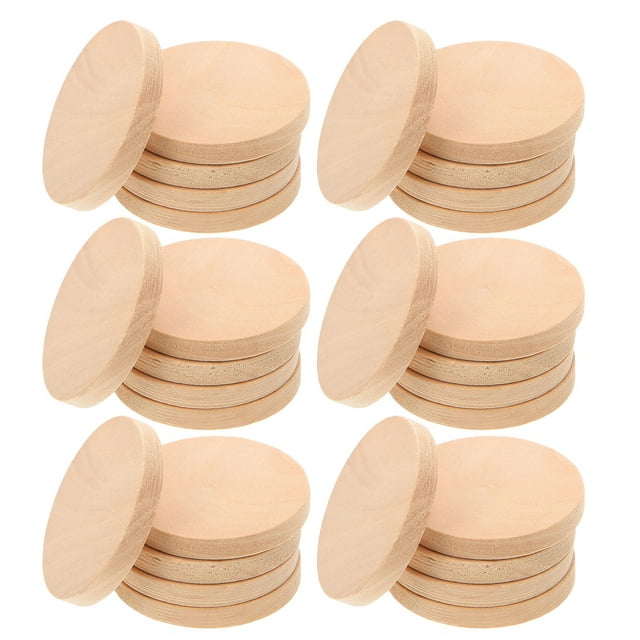 EXHUMKY 50 Pcs Tranches Rondes en Bois Tranches en Bois pour Pièces Commémoratives Couleur Bois