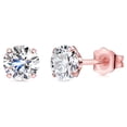 thumbnail image 1 of Boucles d'Oreilles en Or Rose 10K pour Femmes en Saphir Blanc Rond Plaqué (8mm), 1 of 9