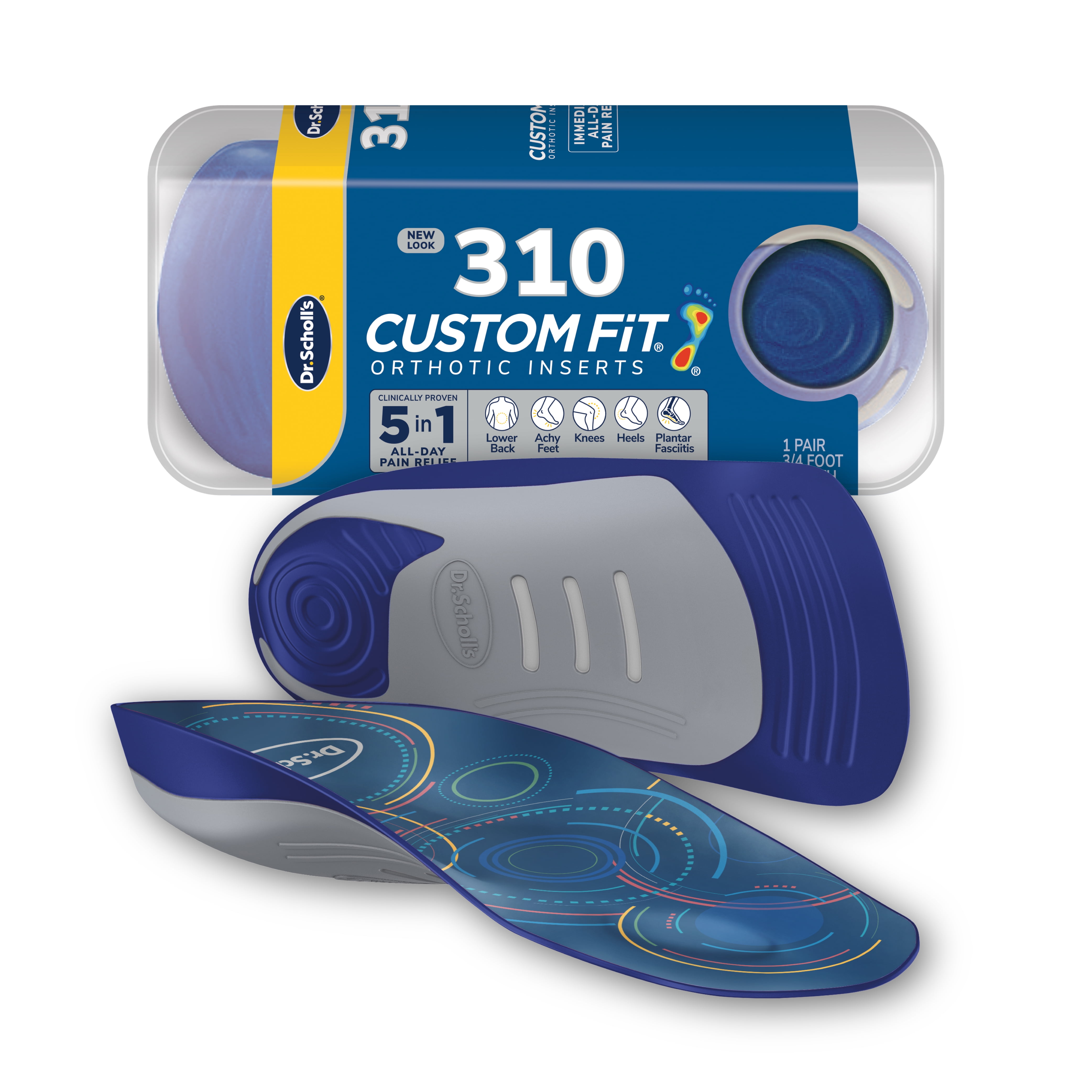 Scholl's Custom Fit Orthotic Inserts, CF 310, 3/4 Length