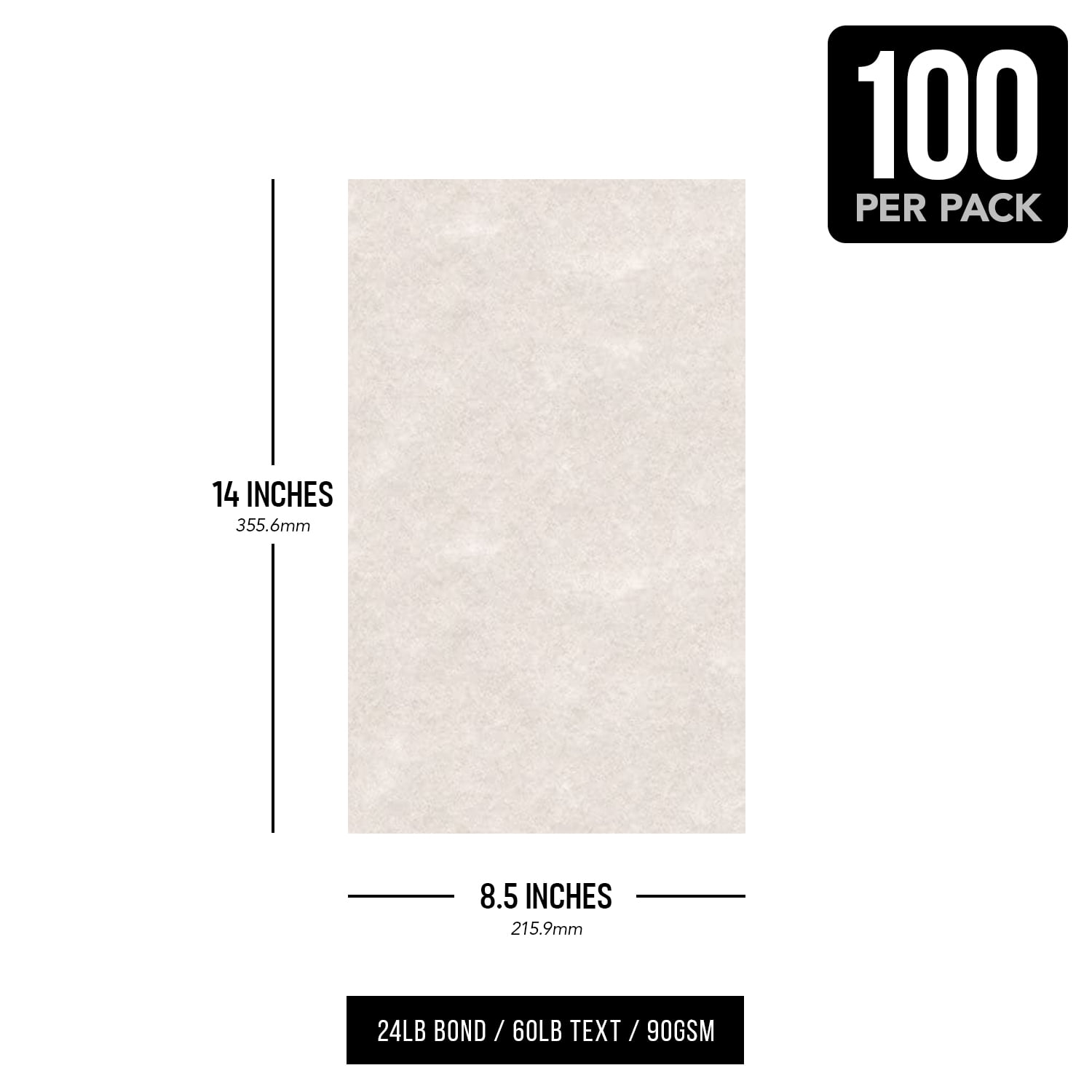 Pewter Stationery Imitation Parchment Colored Regular Paper for Writing, Printing, Copy | 24lb Bond, 60lb Text (90GSM) | 8.5 x 14" | 100 Sheets per Pack