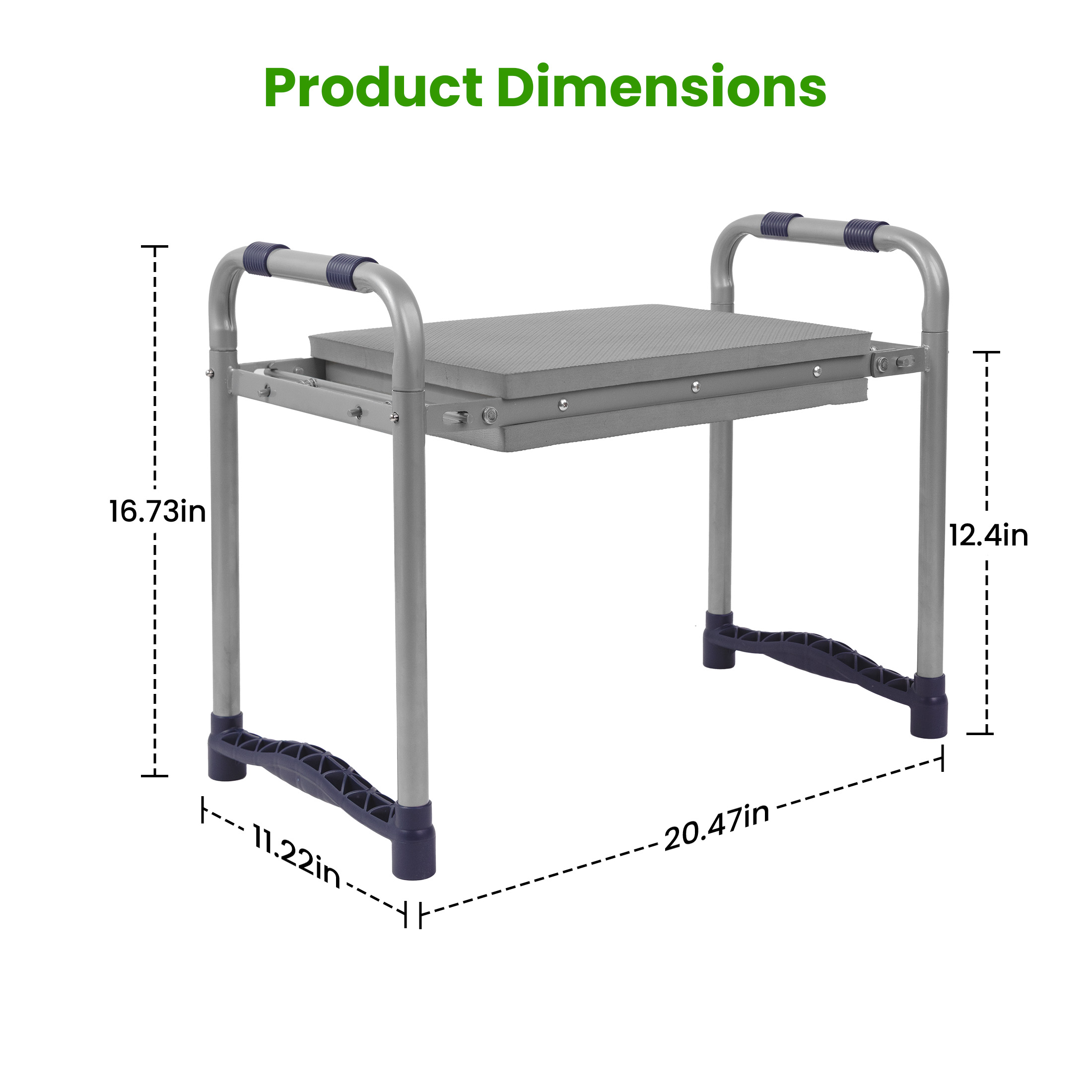 ORFELD 2-in-1 Garden Kneeler and Seat, Equipped with a Large Garden Tool Bag and a Pair of Claw Gloves,Portable Lightweight Bench Thicken Eva Foam Pad Sturdy Steel Pipe Practical Garden Tools(Green)