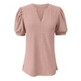 thumbnail image 4 of Women's Casual Summer V Neck Solid Color Hollow Short Sleeve Loose T Shirt Top 3x Women Shirts Exercise Tops for Women plus Size 3x for Women plus Size plus Size Shirts for Women 4x plus Size V Neck, 4 of 8