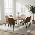 thumbnail image 3 of LeisureMod Tule Mid-Century Modern Dining Side Chair with Velvet Seat and Powder-Coated Steel Frame for Kitchen and Dining Room, Walnut/Beige, 3 of 11