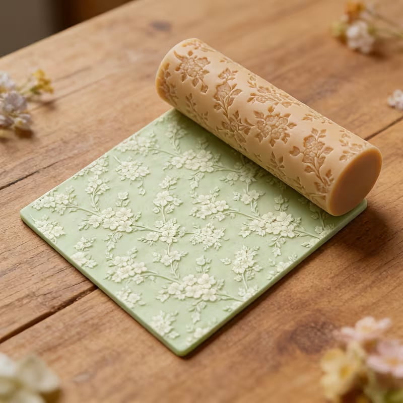 Small Flower Texture Embossed Polymer Clay Texture Roller - an essential tool for pottery, sculpture and craft design