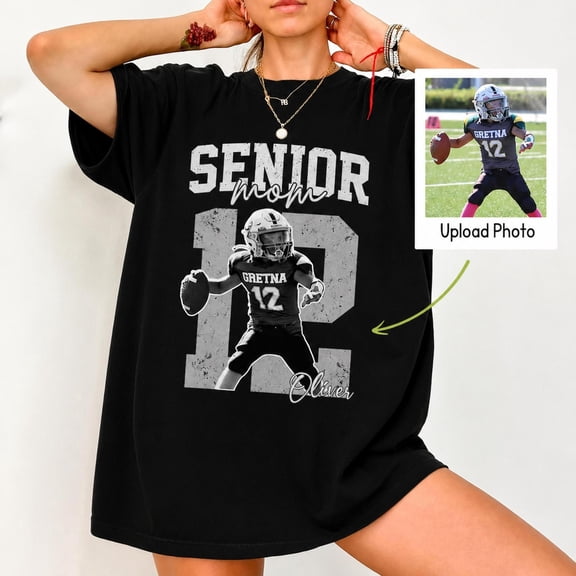 Custom Senior Football Mama, Custom Photo Mom, Senior Night Mom, AURORAVALLEY T-Shirt