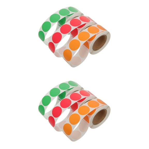 6 Rolls Stickers Labels Color Dots Adhesive Classify Paper Seal Self-adhesive
