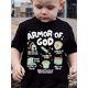 thumbnail image 1 of Armor Of God Graphic Boys T-Shirt - Casual Black t-Shirt With Helmet, Shield, Sword And Belt Of Truth Design, Short Sleeves, Round Neck, Casual Summer Wear Tops, Casual Summer Wear, 1 of 6