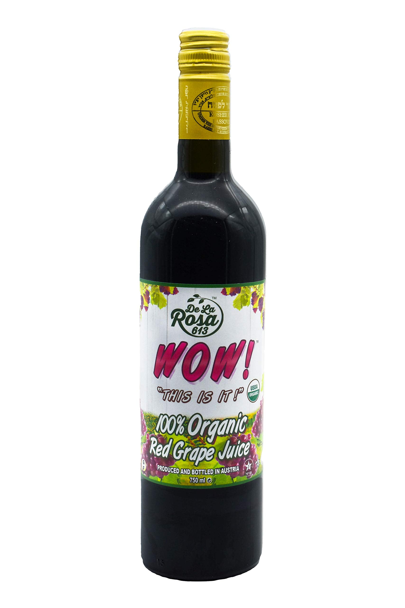 De La Rosa 613 Organic Red & White Grape Juice, No Preservatives or Sulfites, Vegan, Kosher, Non-GMO & Gluten Free, Austrian Red & White Grape Juice 25.4 Oz (Pack of 2)