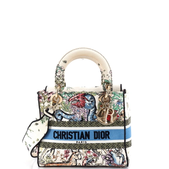 Pre-Owned Lady D-Lite Bag Embroidered Canvas Medium By Rebag
