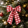 thumbnail image 4 of Bcylexb 3Pcs Gingham Plaid Christmas Bow, 13"x17" Large Checkered Ribbon Bow for Wreath Front Door Xmas Tree Decoration, 4 of 6
