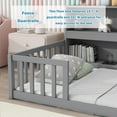 thumbnail image 3 of Bellemave Twin Size Floor Bed Frame with Fence and Bookcase Floor Bed Low Montessori Bed Frame with Storage Shelves (Twin, Gray), 3 of 12
