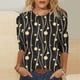thumbnail image 3 of Mujeres 3/4 Manga Tops Y Blusas Impresas Cuello Redondo Suéter Casual Top de Moda para el Hogar Y el Uso Diario, 3 of 5