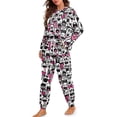 thumbnail image 2 of SCRAWLGOD Halloween Halloween Heart Print Women's Two Piece Pajama Sets with Elastic Band Fall Casual Long Sleeve Tops Jogger Pants with Pockets Loungewear Matching Outfits, S, 2 of 7