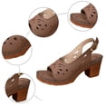 thumbnail image 5 of Rokment Womens Platform High Heels Dressy Sandals 2026 Fashion Hollow out Leather Open Toe Chunky Block Stackable Heeled Adjustable Slingback Dress Summer Shoes for Ladies Coffee Size 6.5, 5 of 8