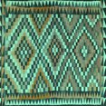 thumbnail image 1 of Ahgly Company Machine Washable Indoor Square Persian Turquoise Blue Traditional Area Rugs, 7' Square, 1 of 4