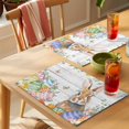 thumbnail image 4 of Easter Bunny Placemats Set of 6 Colorful Easter Eggs Eucalyptus Grey Wooden Place Mats Indoor Wipeable Table Mats Washable Cloth Dining Table Placemats for Kitchen Holiday Party Home Decor 13x19 Inch, 4 of 9