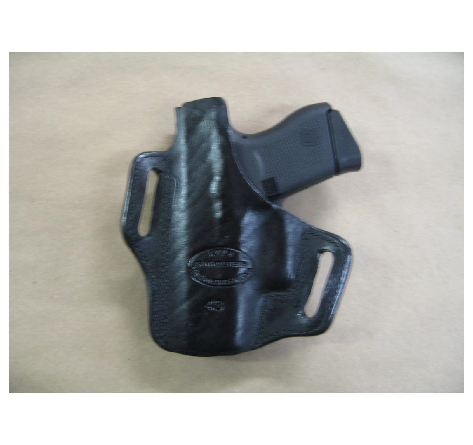 Azula OWB Leather 2 Slot Molded Pancake Belt Holster for 43, 43X 9mm Pistol Black RH