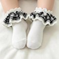 thumbnail image 4 of Miaouyo Toddler Girl Ruffles Ankle Socks Stretchy Breathable Plaid Lace Dress Socks, 4 of 9