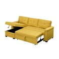thumbnail image 3 of Bowery Hill Yellow Linen Fabric Reversible Sleeper Sectional Sofa with Storage, 3 of 12