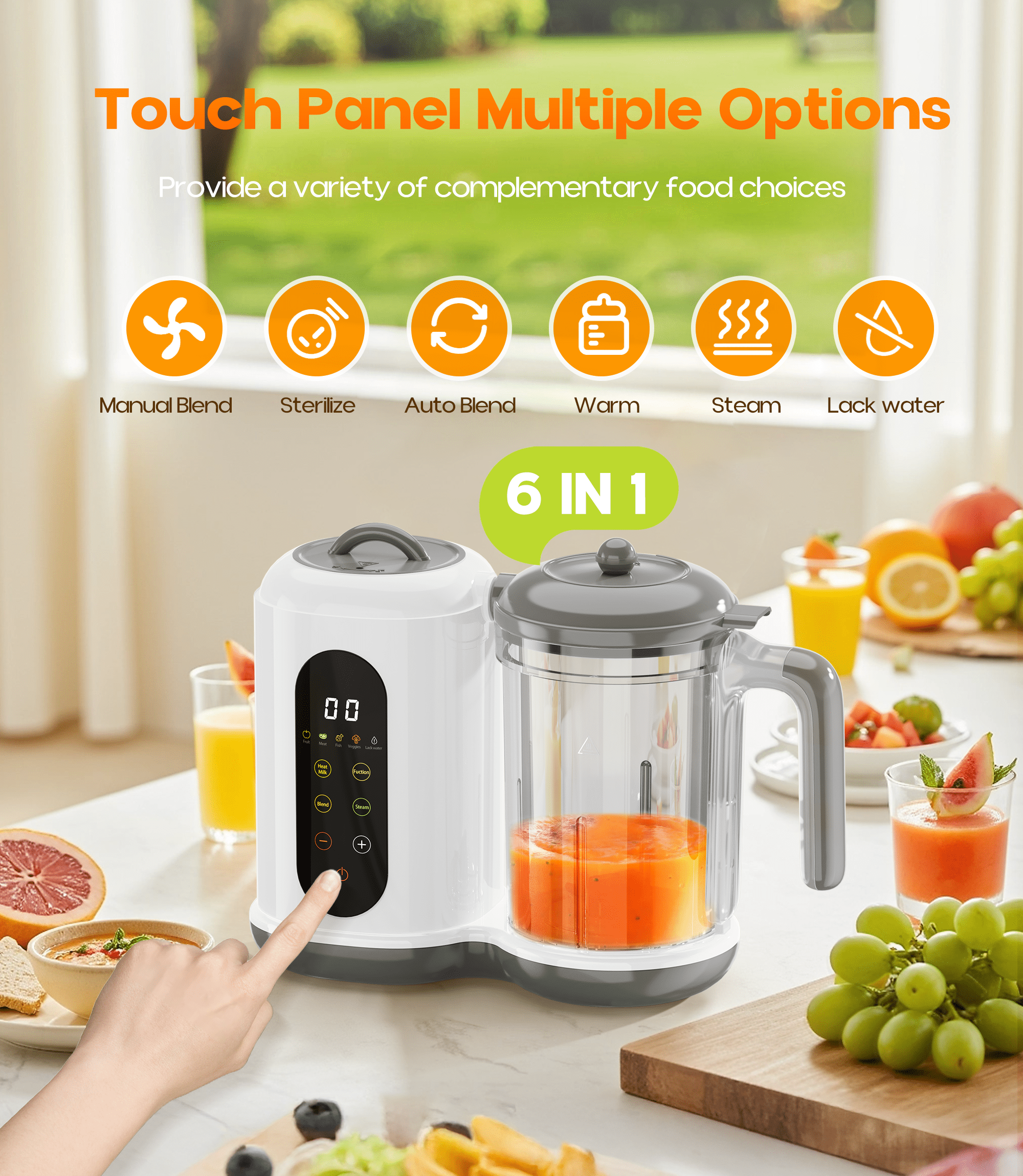 RUPOUN Baby Food Maker and Steamer, Food Processor, Blender and Puree Maker, Gift for Healthy Homemade Meals, Child, Infant, Toddler, White