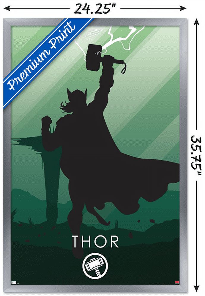 Marvel Heroic Silhouette - Thor Wall Poster, 22.375" x 34", Framed