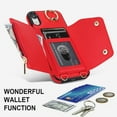 thumbnail image 4 of ChicShell Wallet Case for Apple iPhone XR, Crossbody Shoulder Strap Hand Wrist Cards Holder Ring Stand Bumper Drop Protection Phone Case for Girls Women, Red, 4 of 9