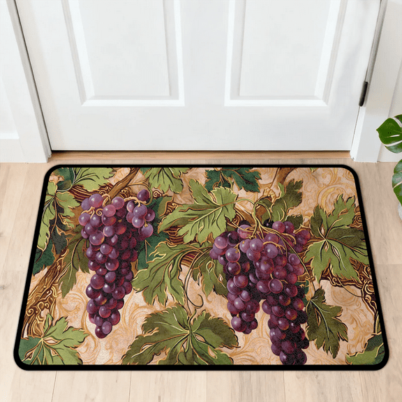 CURLYOOT Vintage Grape Indoor Doormat, Non-Slip Absorbent Door Mat 24" x 16", Entrance Floor Mat Washable Entry Doormats for Entryway Front Back Door